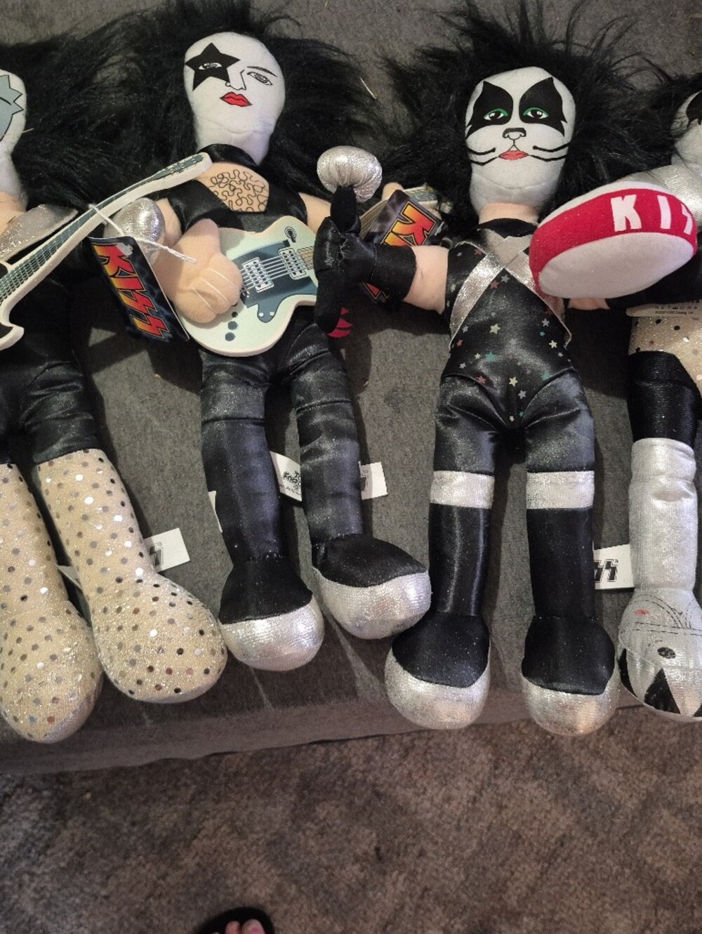 Kiss Plush Band Dolls - Black, Silver, White & Red Accents